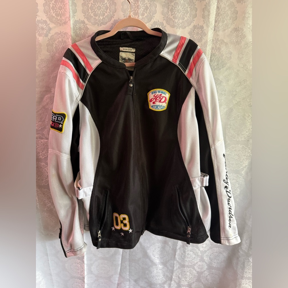Harley-Davidson Black, White, and pink Women's Bomber Jacket
